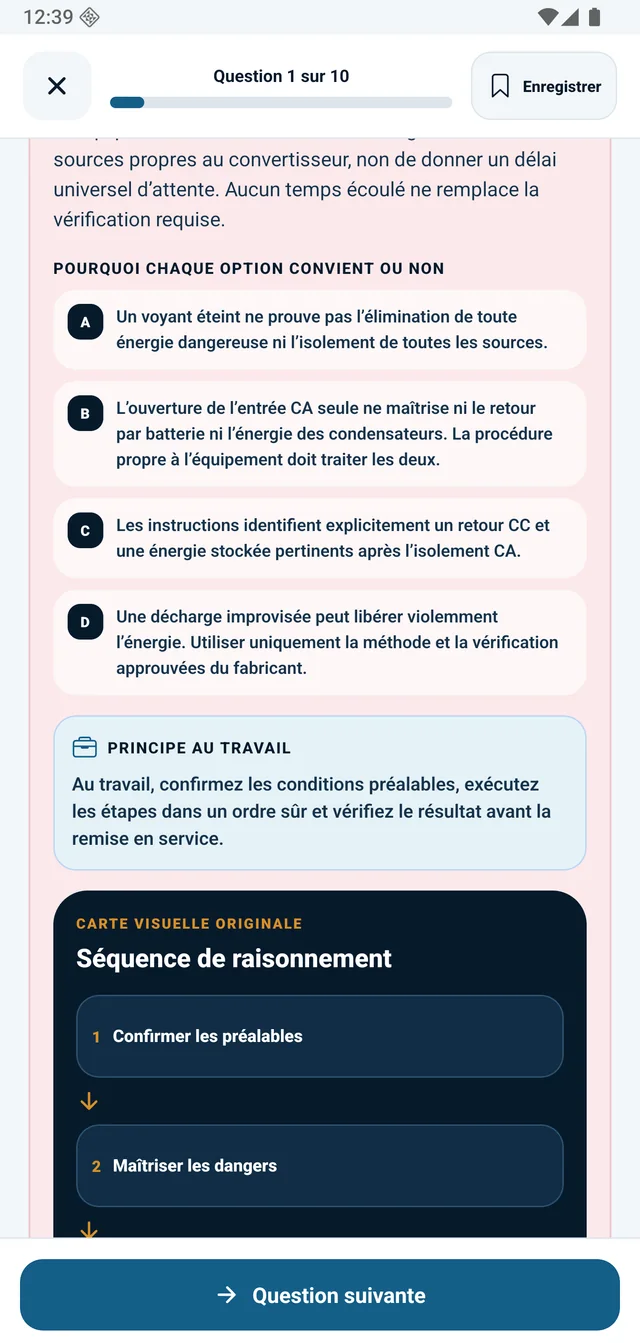 Électricien examen Sceau rouge — Téléphone Android: Chaque option expliquée