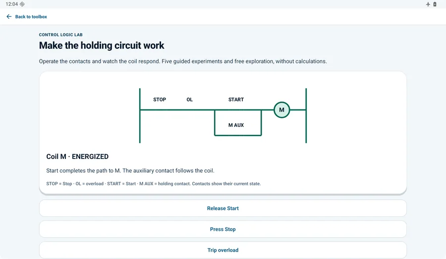 Electrician Red Seal Exam Prep — Android tablet: Control logic lab