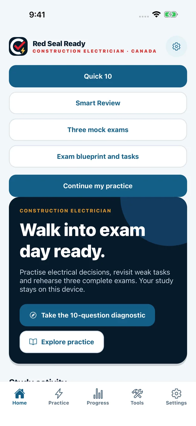 Electrician Red Seal Exam Prep — iPhone: Study home