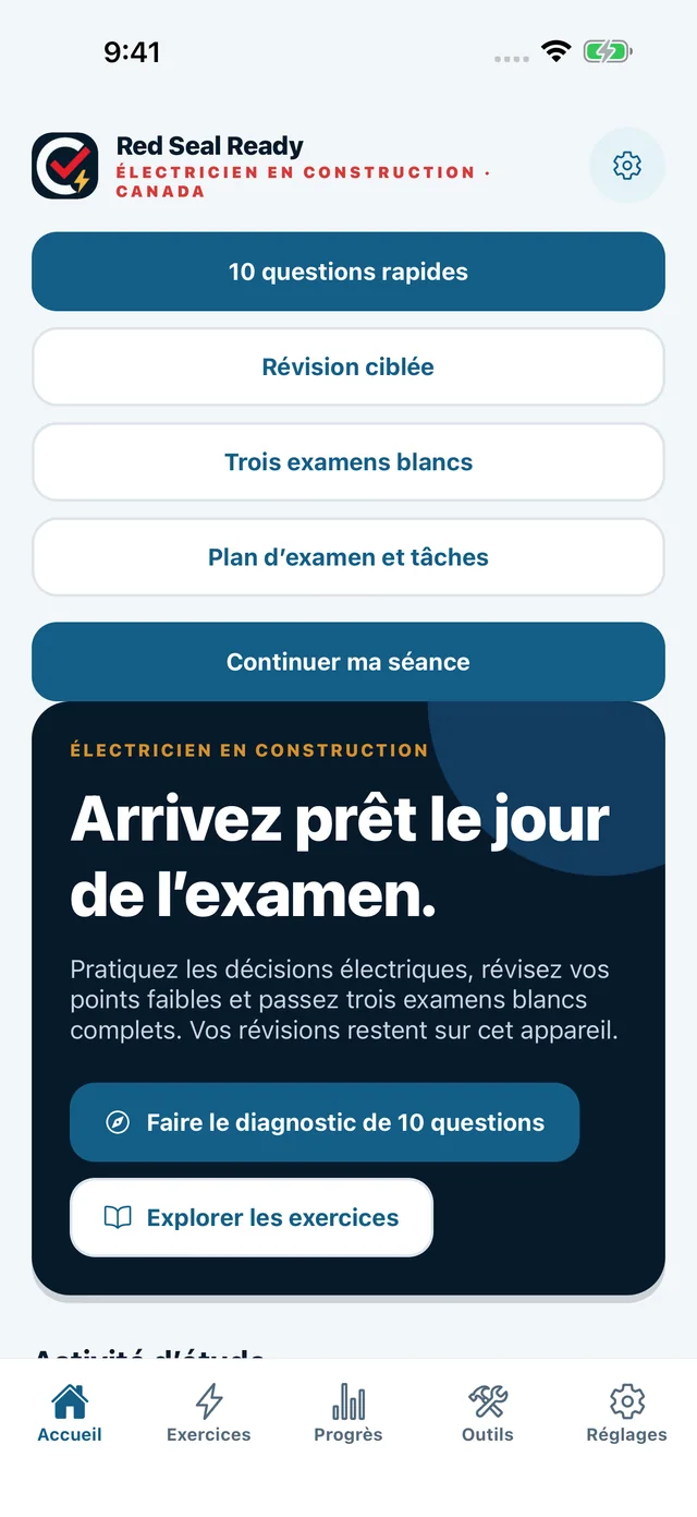 Électricien examen Sceau rouge — iPhone: Accueil d’étude