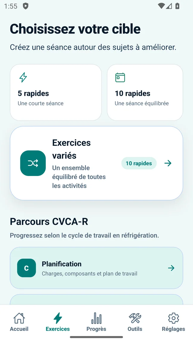 Frigoriste examen Sceau rouge — Téléphone Android: Pratique CVCA/R ciblée